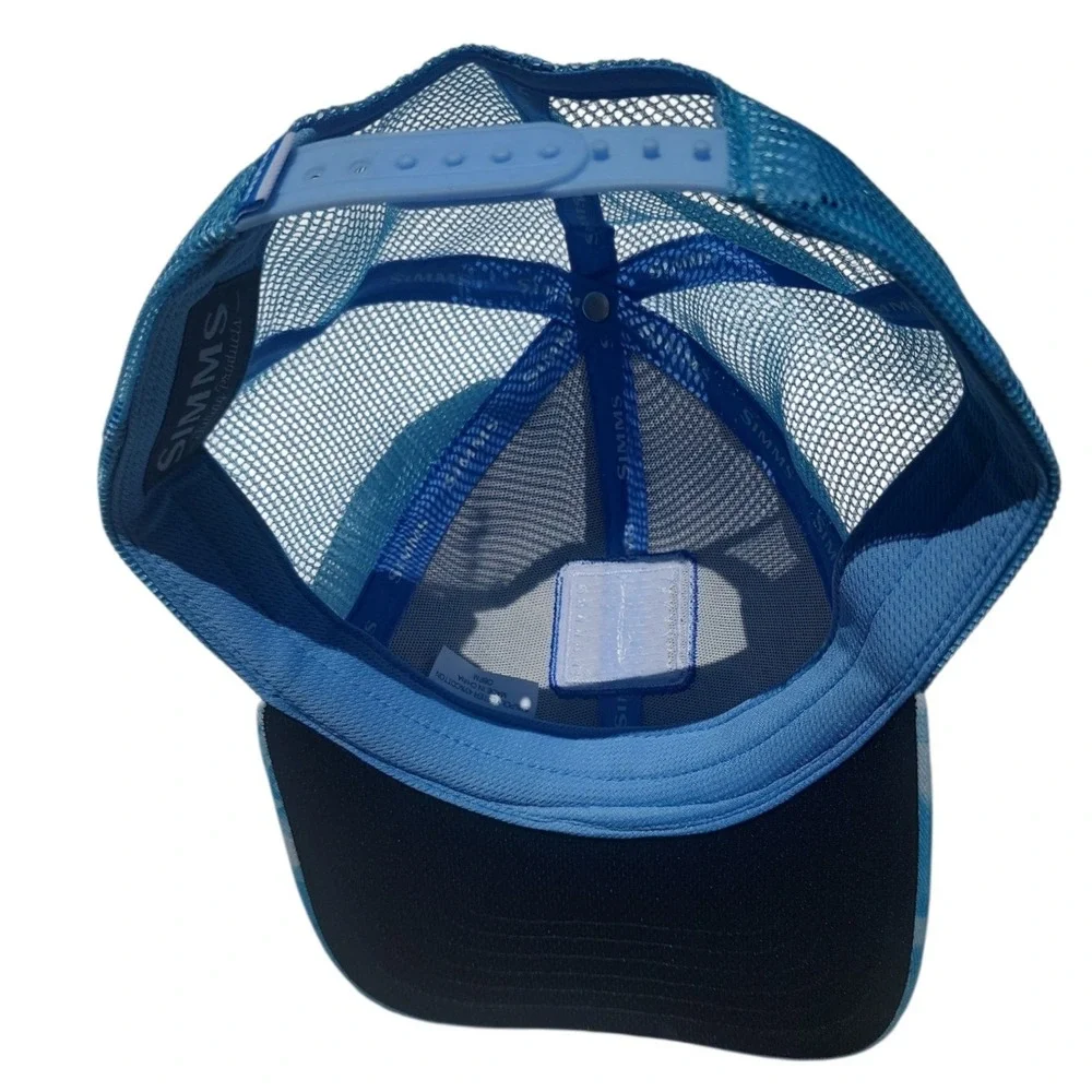 Simms Fishing Products Blue Water Camo Trucker Hat Mesh Snapback Fish Patch